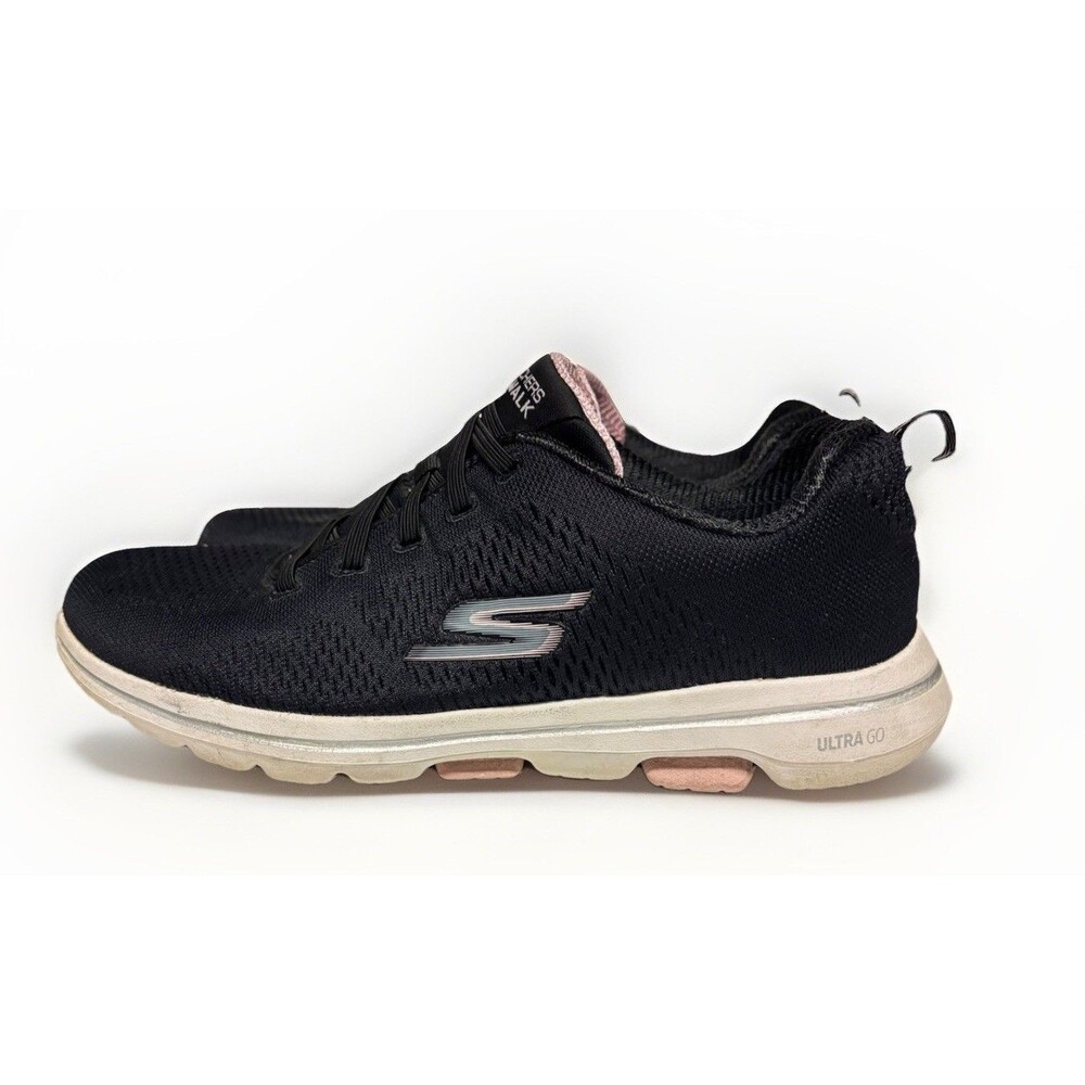 Skechers Black/Light Pink Go Walk 5 Lake Views Womens Lace Up Size 9 - Picture 5 of 11